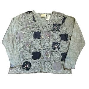Donkenny Women’s Vintage Afghan Square Granny Core Cardigan size M-L
